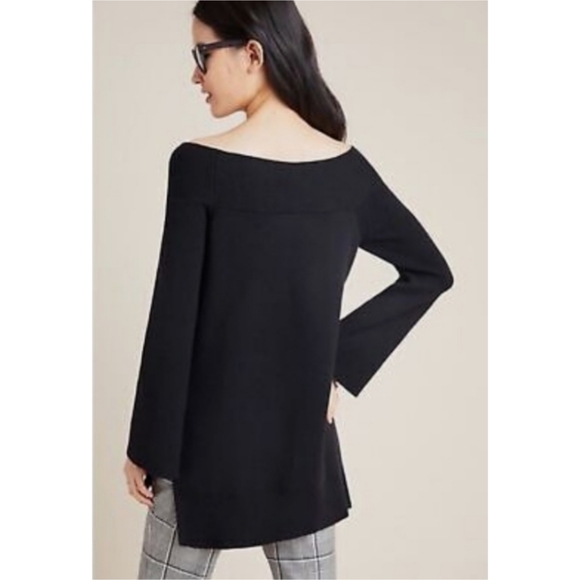 Anthropologie | Off-the-Shoulder Black Knit Top - Picture 2 of 8